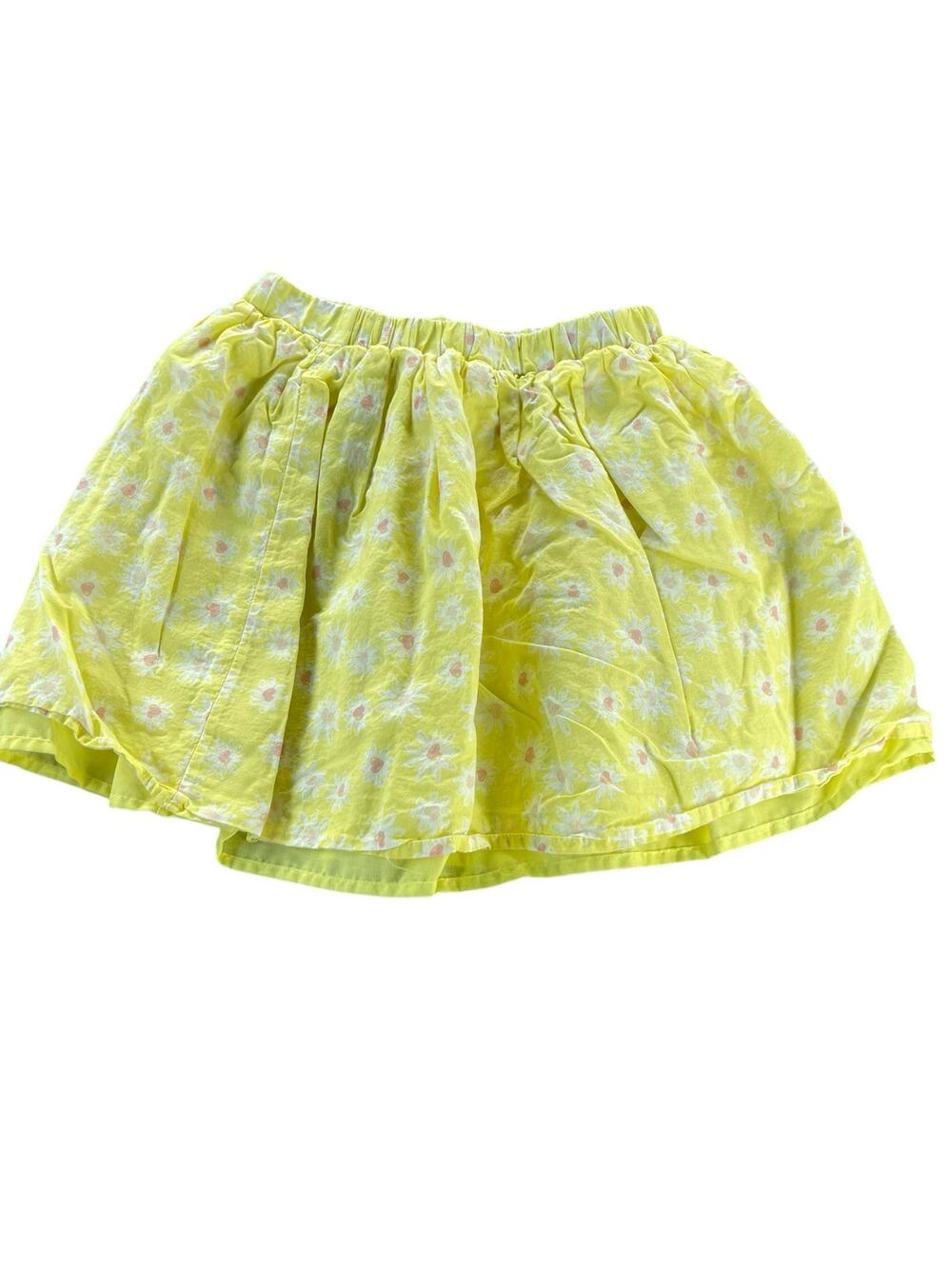 Unbranded Girls Yellow Flower Floral Print Pull-On Mini Skirt Youth